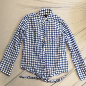 Blue Checkered Tie-Up Button Down